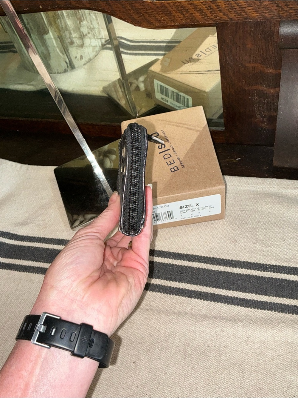 NWT Bed Stu Carrie Leather Black Die Dyed DD Wallet W/ Box Retail $100 - Picture 8 of 12